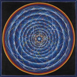Hand-Painted Cosmic Mandala | Tibetan Thangka Painting | Sacred Geometry Art